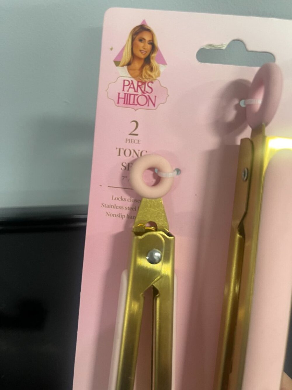 Paris Hilton Pink Gold Tong Set 2pc Kitchen Utensils New - Picture 3 of 5